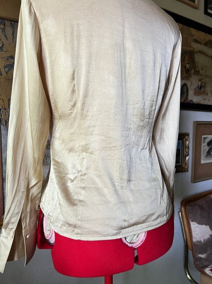 Silk Champagne Gold Blouse - US 4 Petite