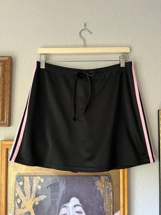 90s Black and Pink Mini Athletic Skort Coquette Bow - Large