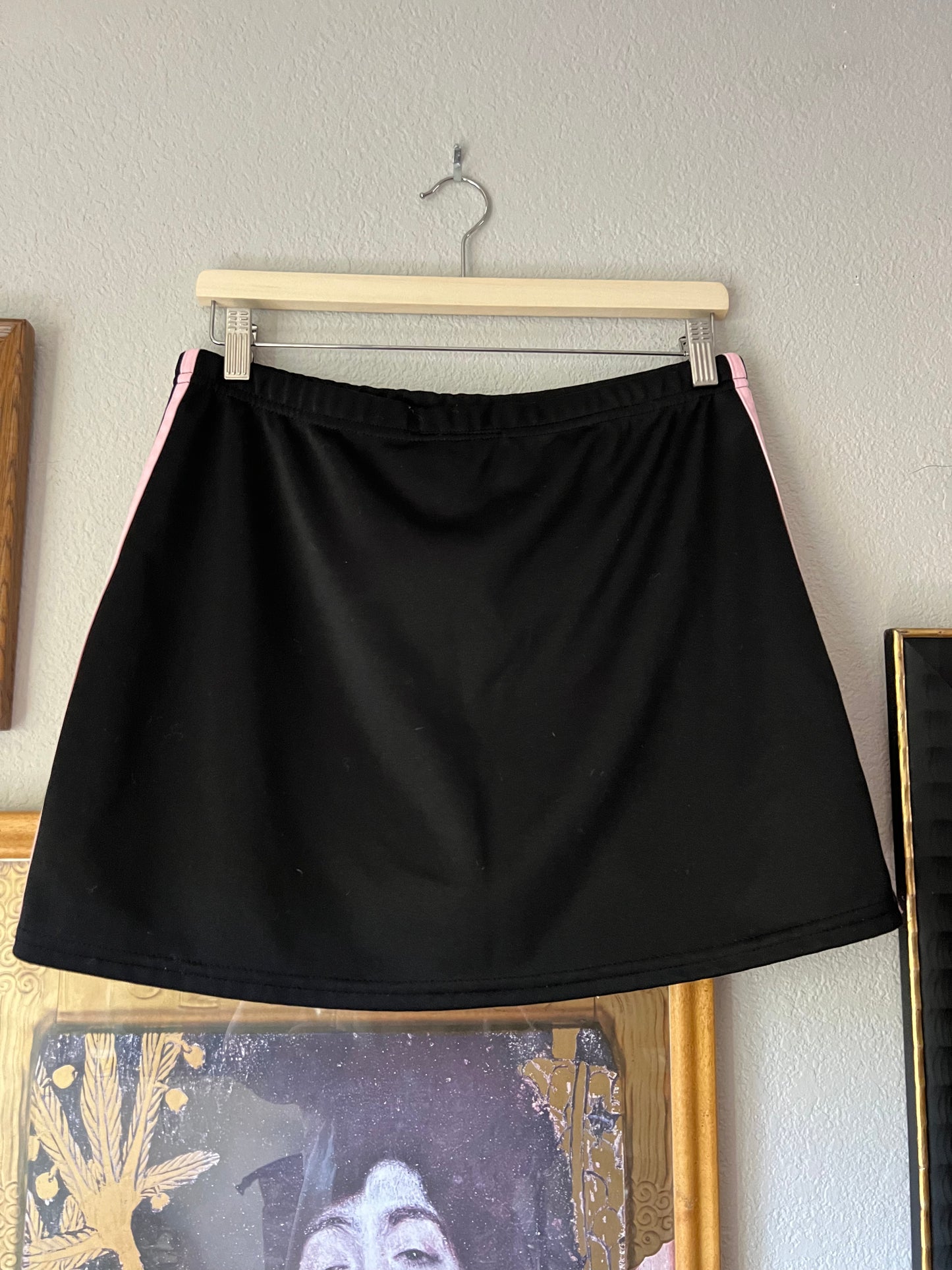 90s Black and Pink Mini Athletic Skort Coquette Bow - Large