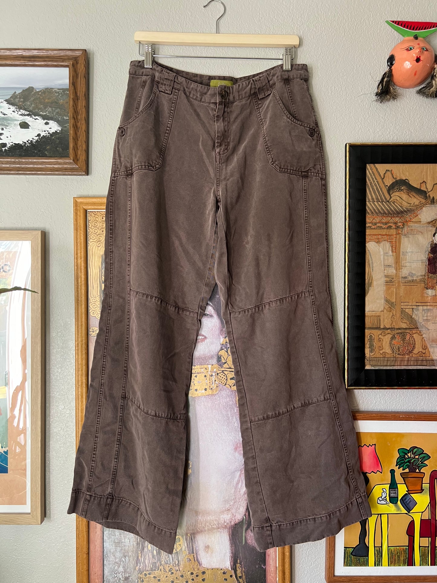 100% Tencel Lyocell Faded Brown Double Knee Carpenter Pants - 32"