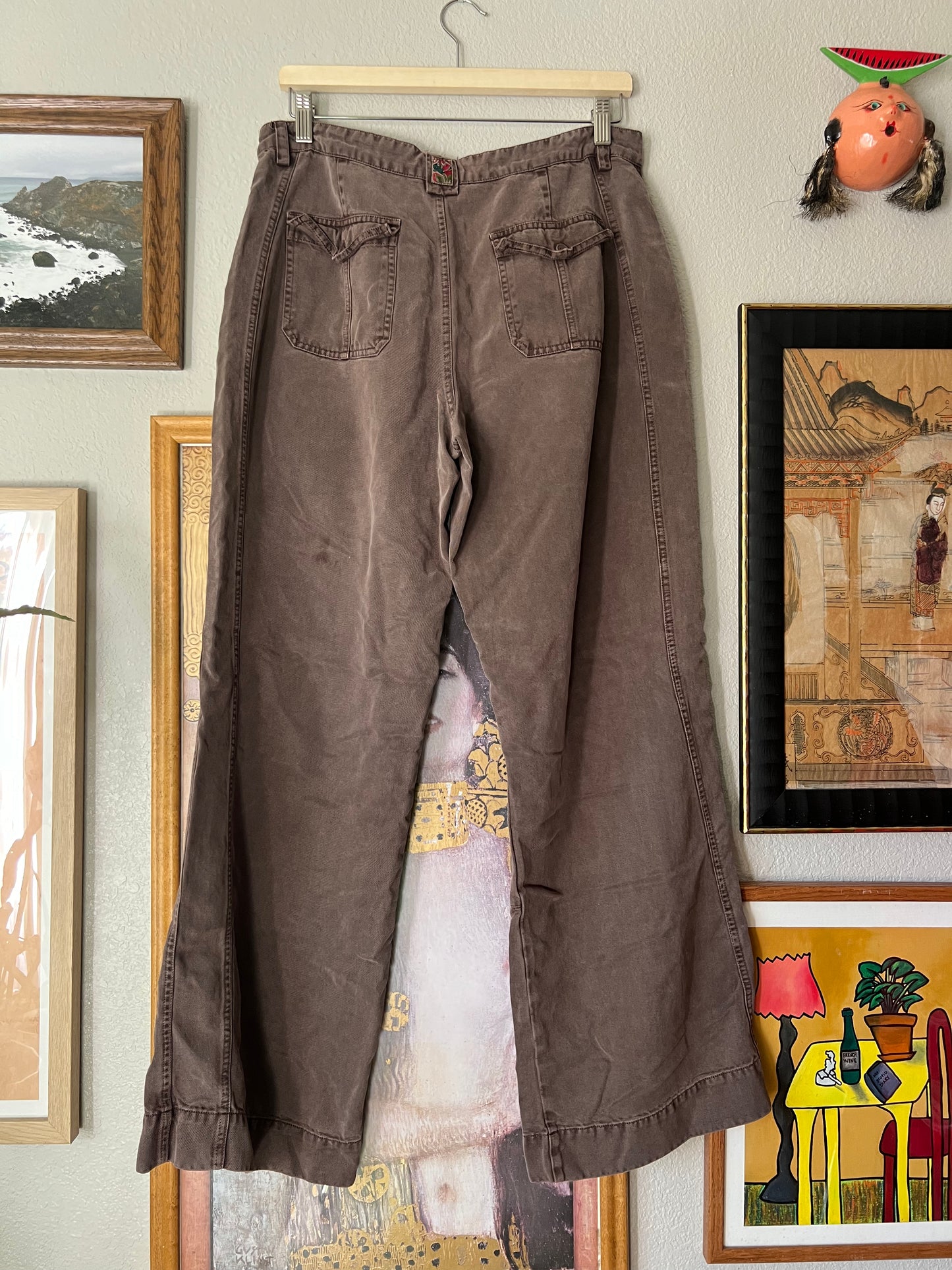 100% Tencel Lyocell Faded Brown Double Knee Carpenter Pants - 32"