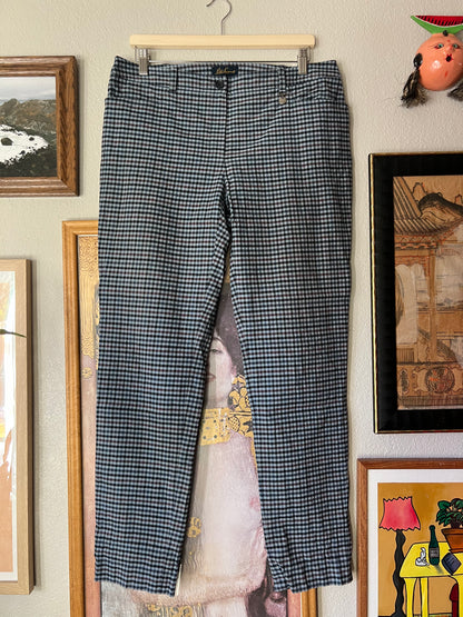 Luisa Spagnoli Blue Plaid Straight Leg Trousers - 36"