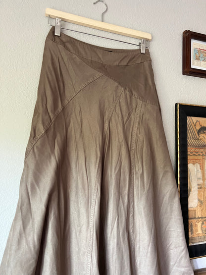 Faux Suede Tan Midi Skirt - US 4