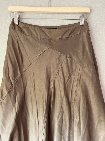 Faux Suede Tan Midi Skirt - US 4