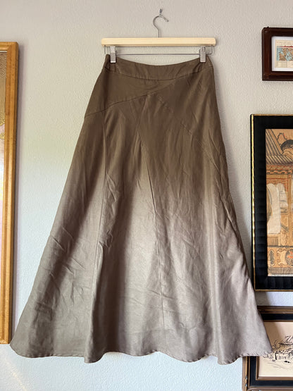 Faux Suede Tan Midi Skirt - US 4