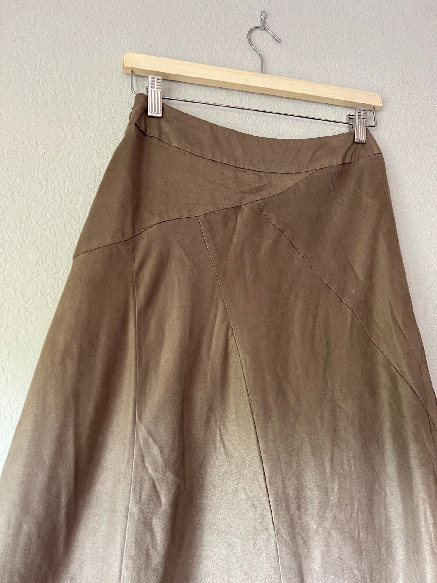 Faux Suede Tan Midi Skirt - US 4