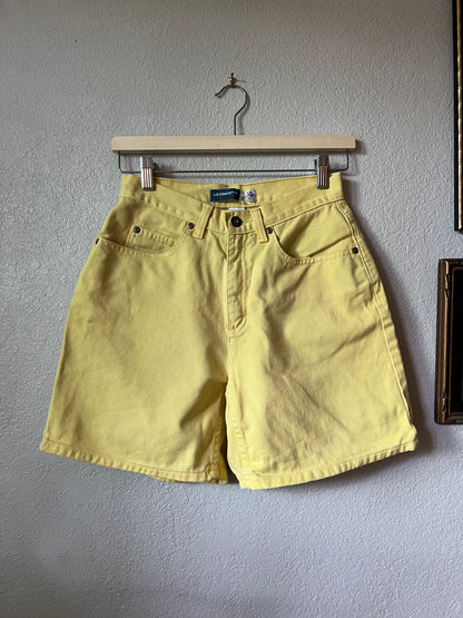 90s Yellow Denim High Waisted Shorts - 25"