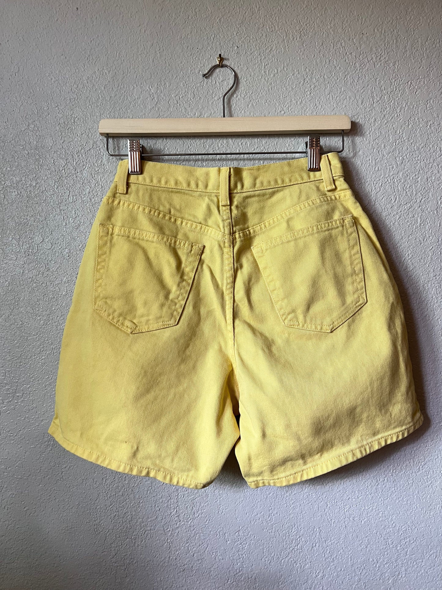 90s Yellow Denim High Waisted Shorts - 25"