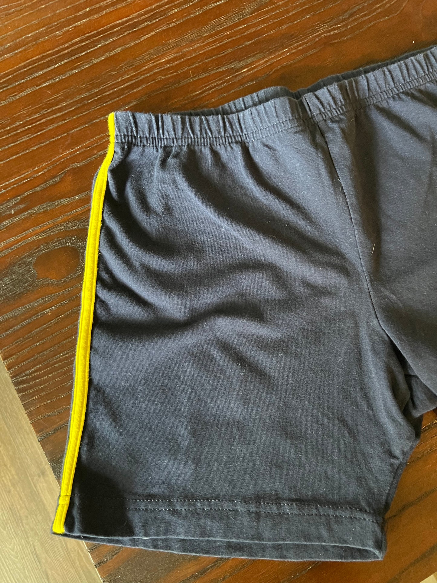 80s Navy Blue Biker Shorts with Yellow Striped - 27"