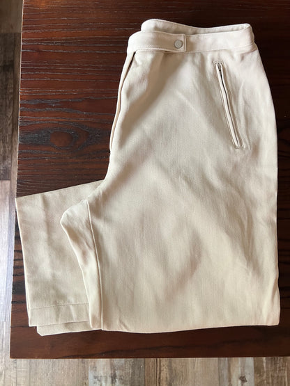 100% Wool Cream Straight Leg Trouser Pants - 32"