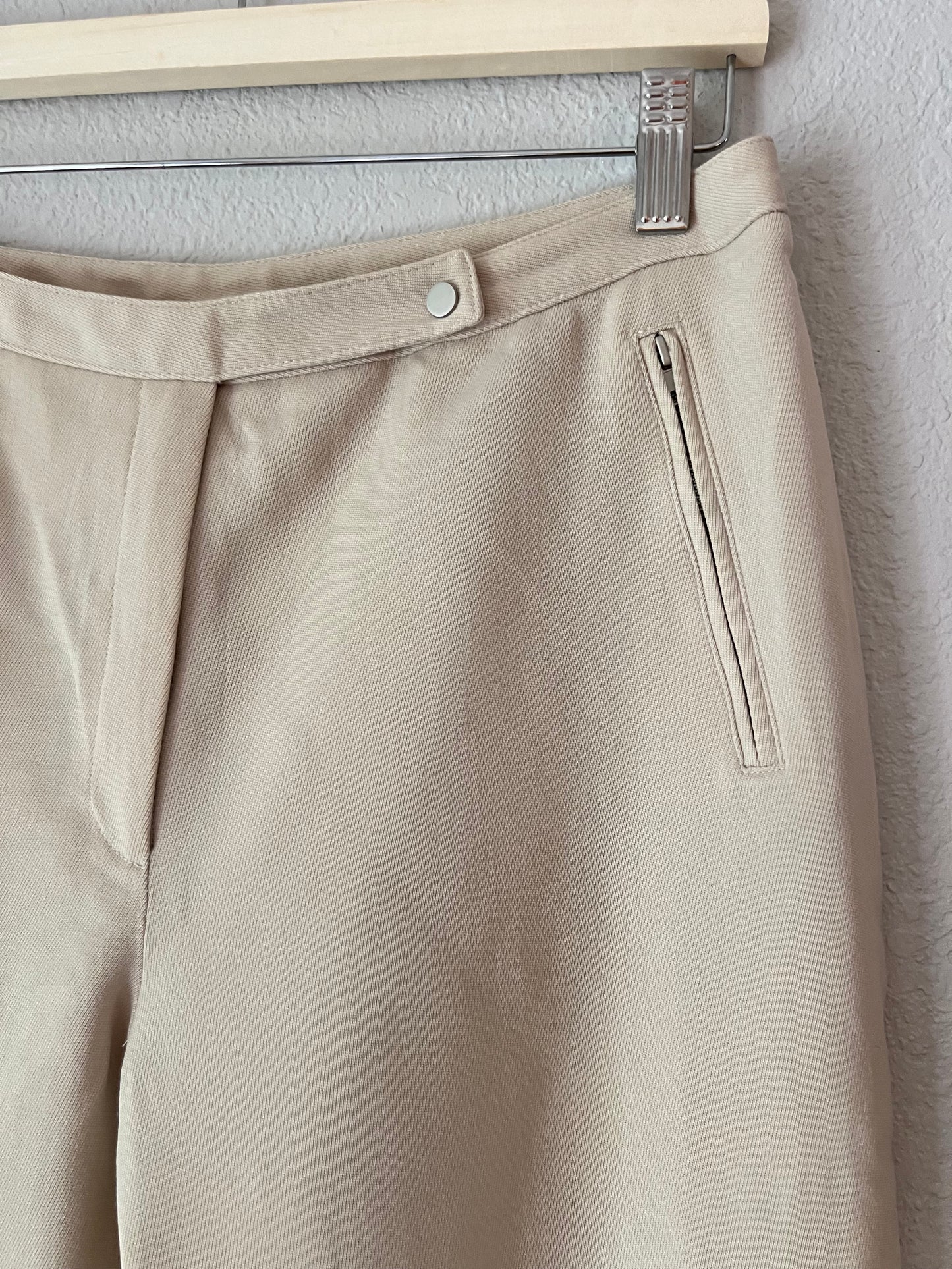 100% Wool Cream Straight Leg Trouser Pants - 32"