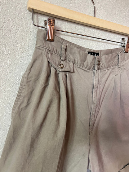 90s Grey Cotton High Waisted Trouser Shorts - 25"