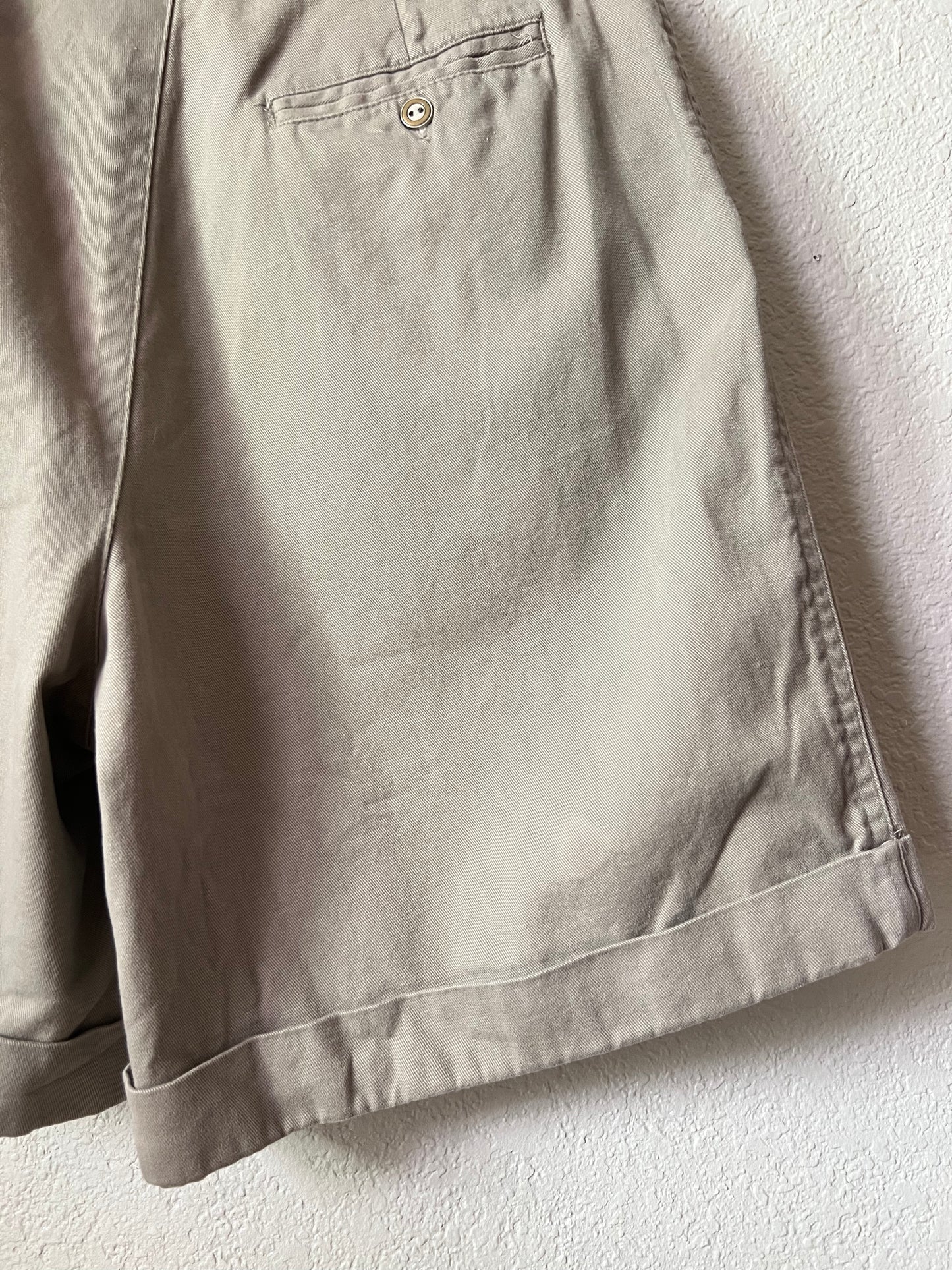 90s Grey Cotton High Waisted Trouser Shorts - 25"