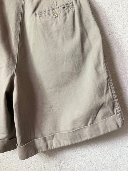 90s Grey Cotton High Waisted Trouser Shorts - 25"