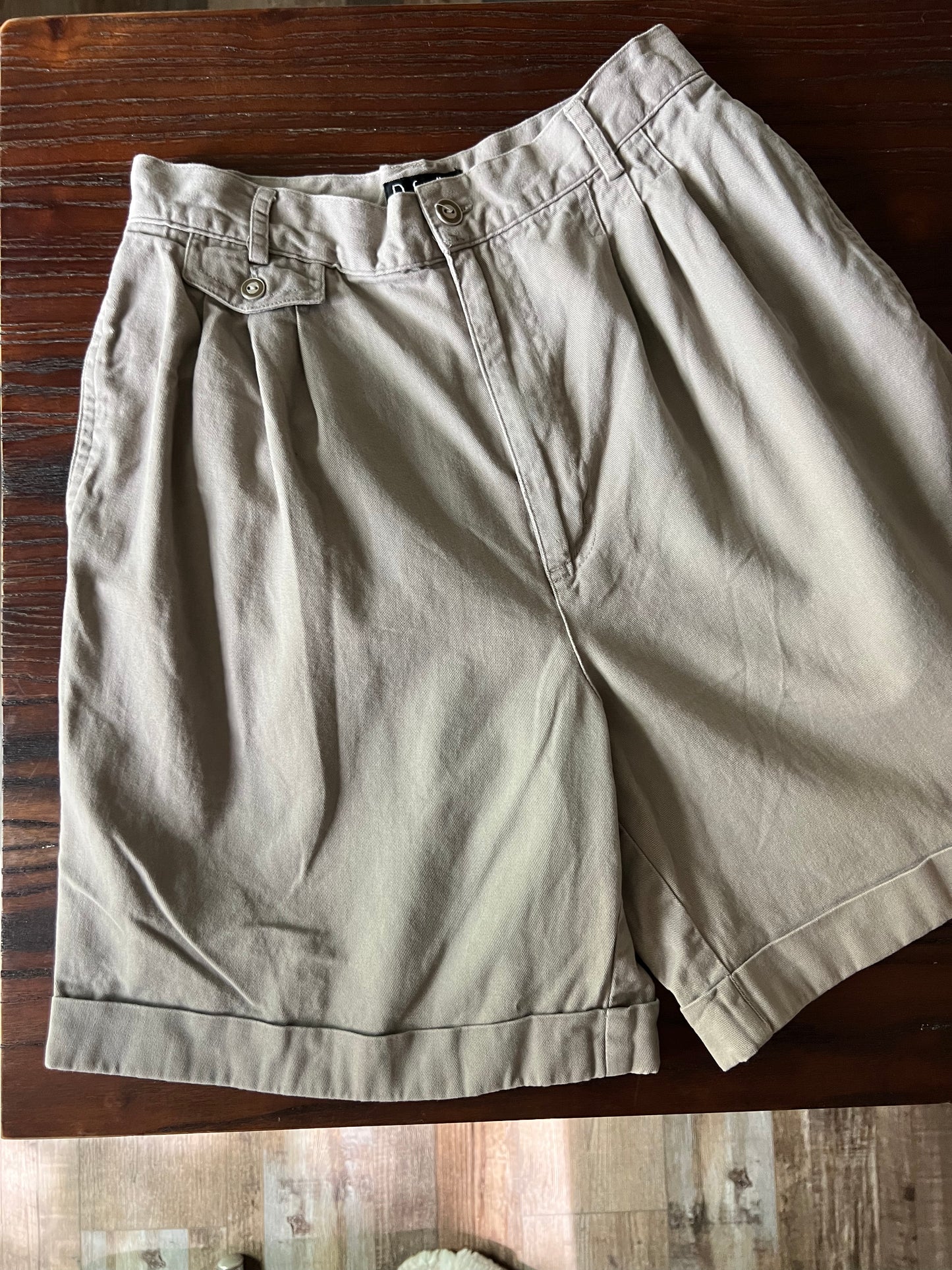 90s Grey Cotton High Waisted Trouser Shorts - 25"