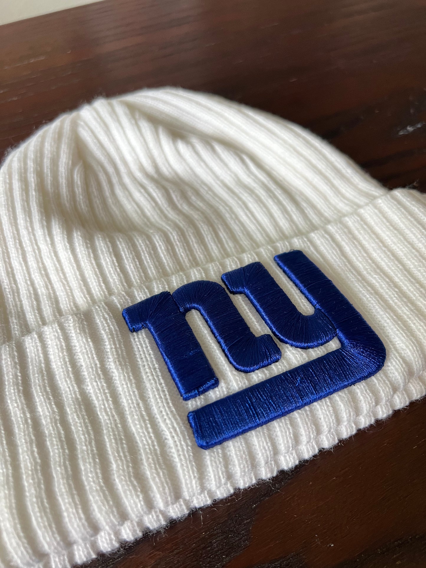 NFL Pro Line Fanatics New York Giants White & Blue Knitted Beanie