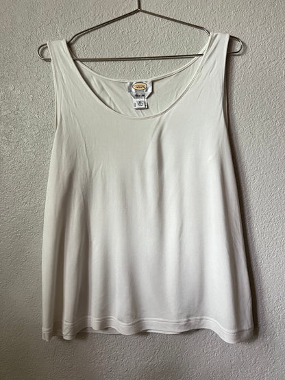 100% Pure Silk White Layering Tank Top - XL