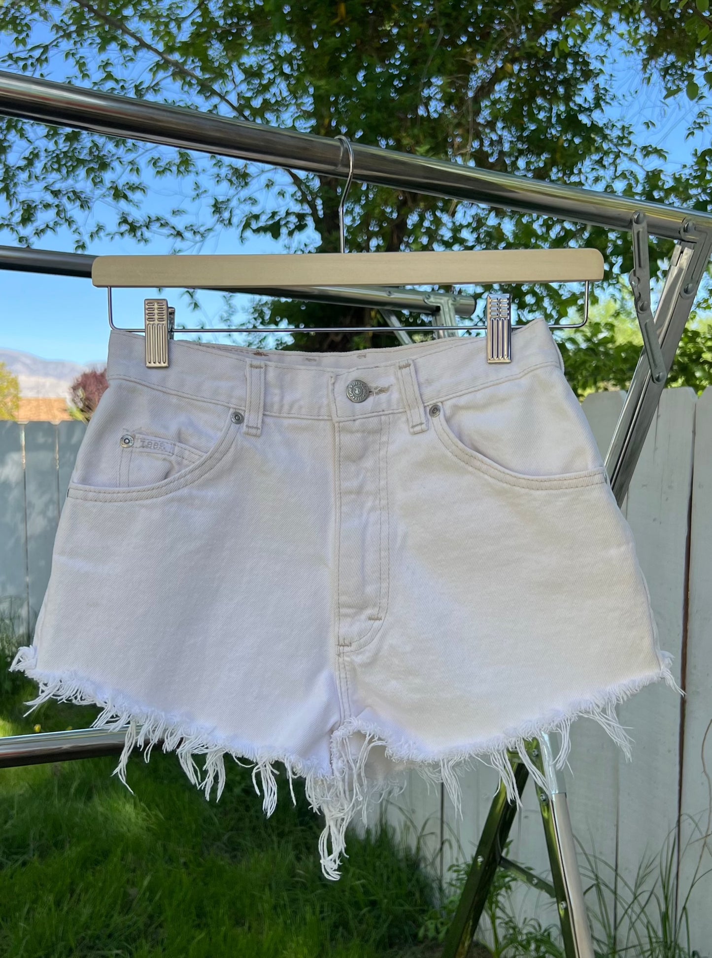 Lee White Denim Mini Shorts - 25"