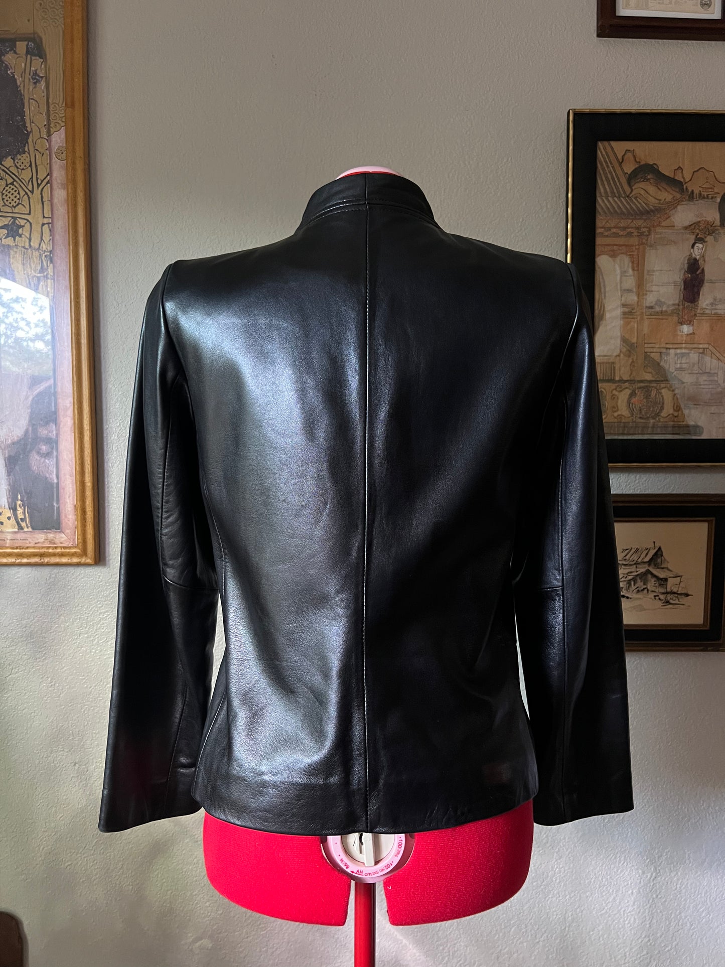 Kenneth Cole Fitted Black Genuine Leather Jacket - Small