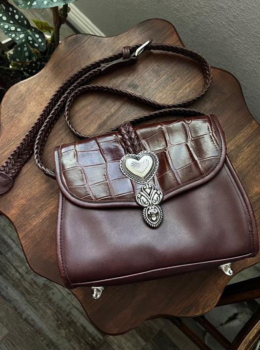 Chrome Heart Brown Leather Crossbody Bag