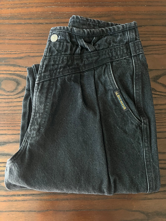 80s Rocky Mountain Washed Black High Waisted Denim Jeans - 26" Tall