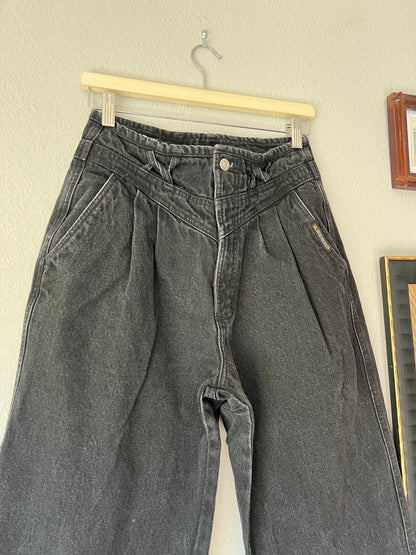 80s Rocky Mountain Washed Black High Waisted Denim Jeans - 26" Tall