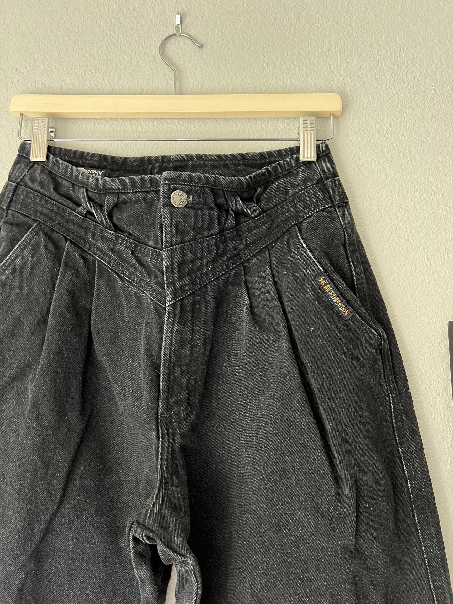 80s Rocky Mountain Washed Black High Waisted Denim Jeans - 26" Tall