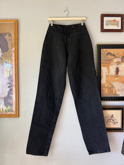 80s Rocky Mountain Washed Black High Waisted Denim Jeans - 26" Tall