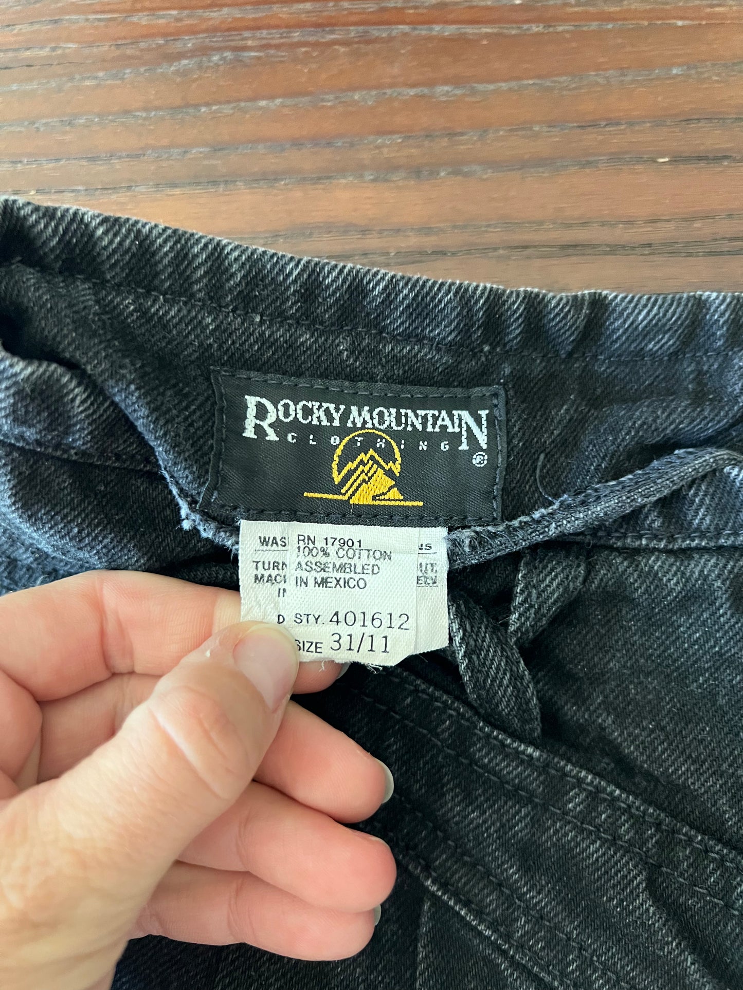 80s Rocky Mountain Washed Black High Waisted Denim Jeans - 26" Tall