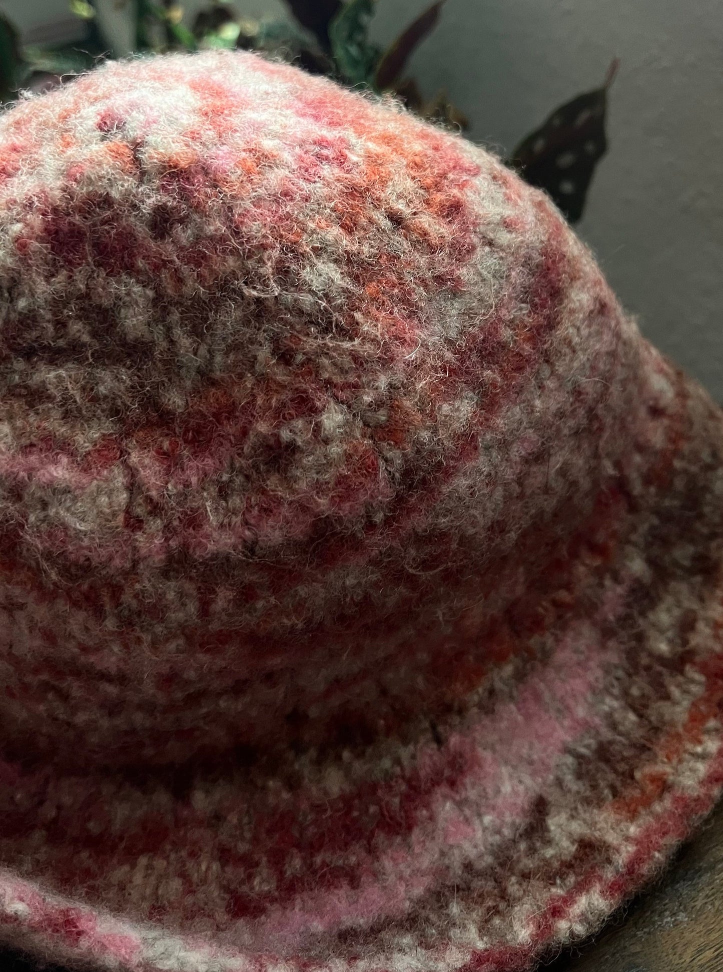 Pink and Brown Wool Bucket Hat