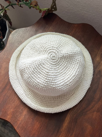 Off White Knitted Bucket Hat