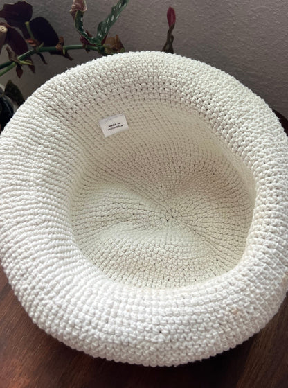 Off White Knitted Bucket Hat