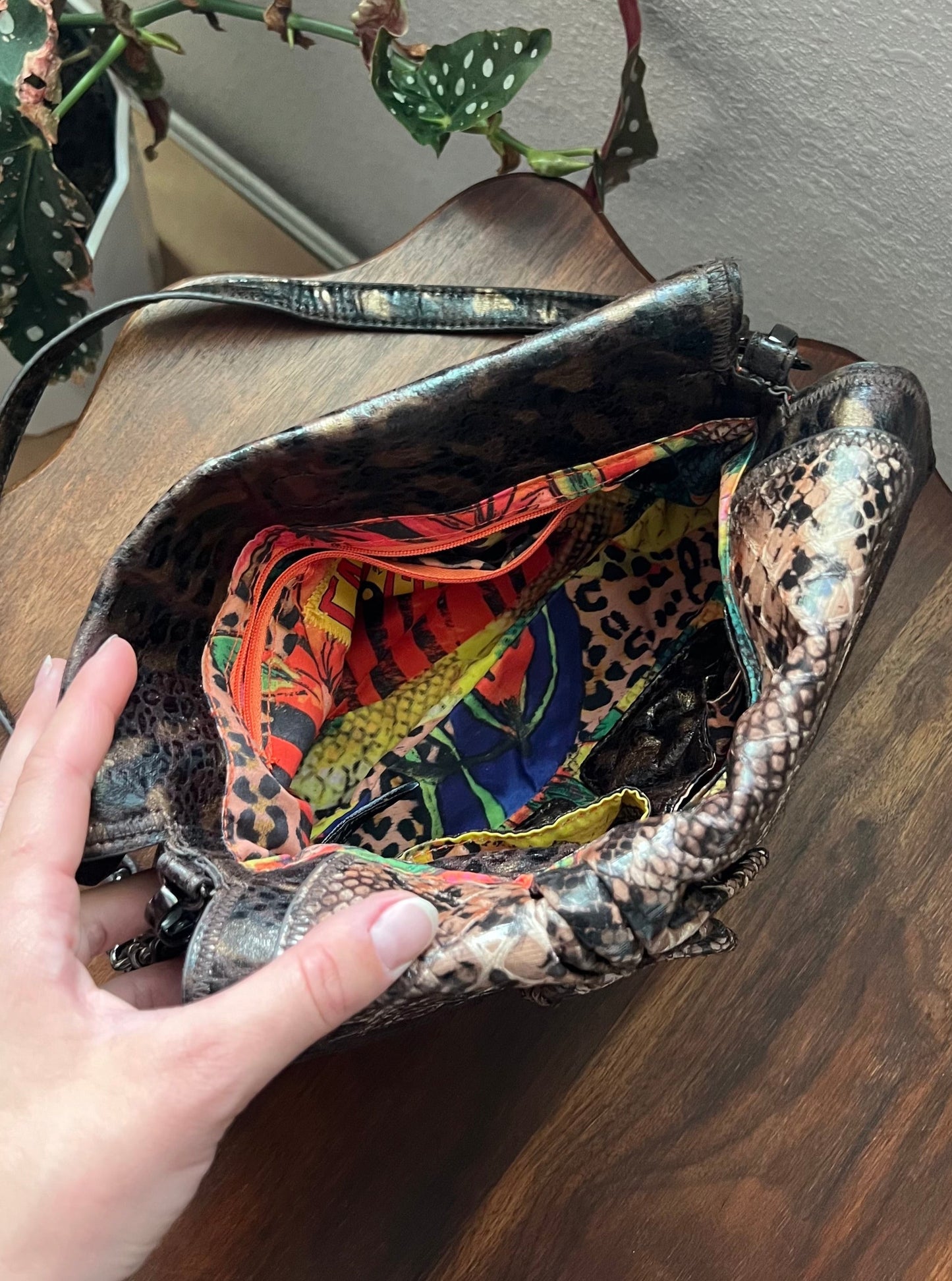 Carlos Falchi Python & Nylon Clutch Shoulder Bag