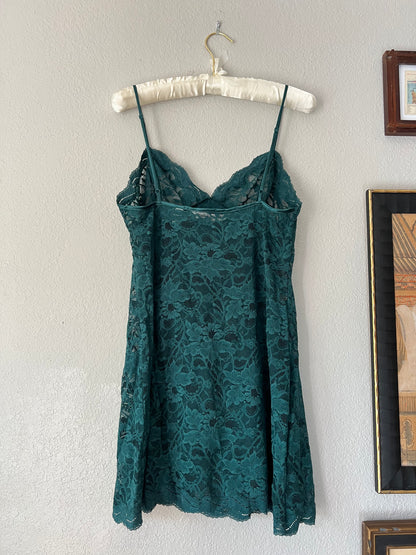 Victoria's Secret Emerald Green Lace Mini Slip Dress - Medium